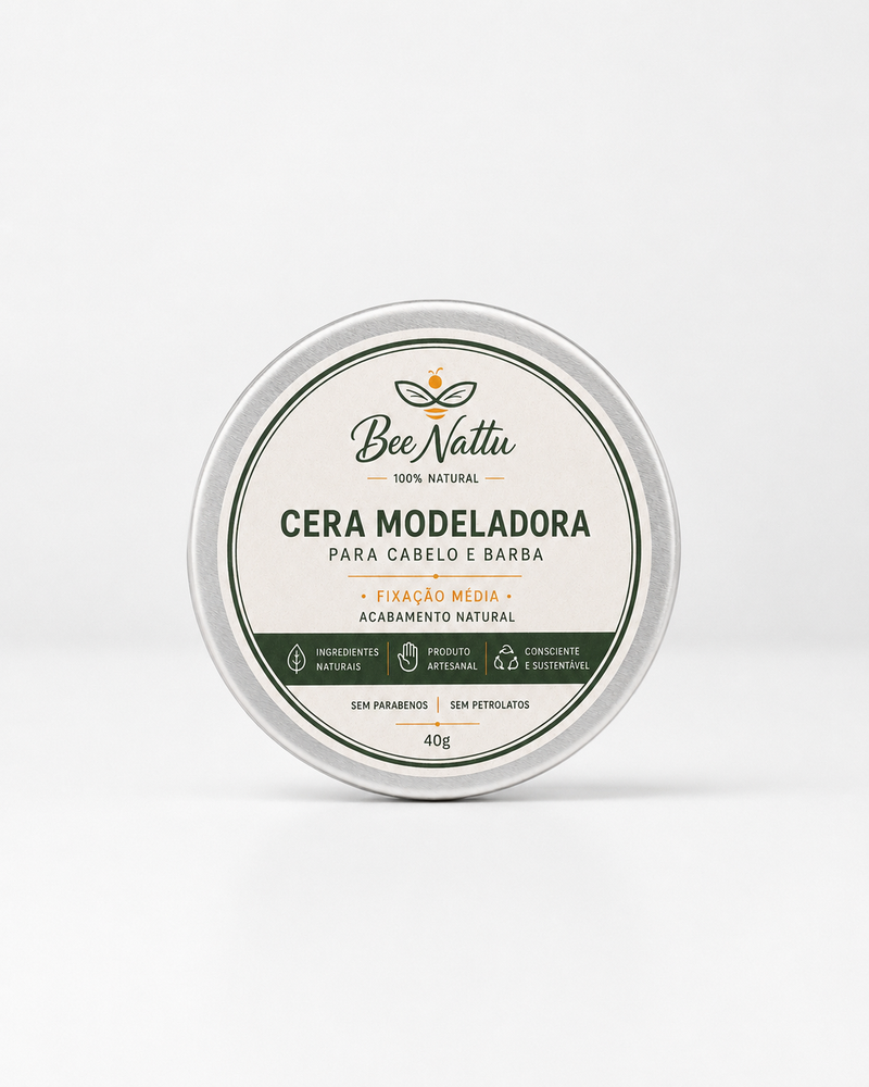 Cera Modeladora Bee Nattu para Cabelo e Barba — 40g